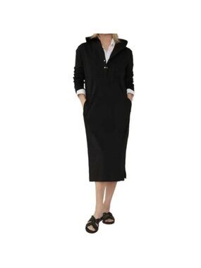 NEW Brian Bailey Black Hooded Sweatshirt Midi Dress - Large
